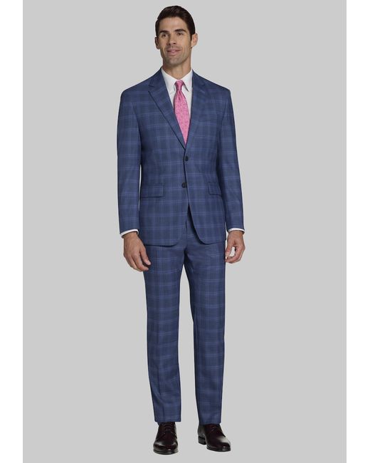 JoS. A. Bank Tailored Fit Windowpane Suit 42 Regular