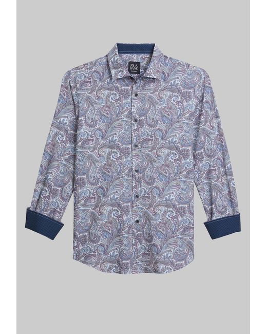JoS. A. Bank Traveler Collection Tailored Fit 4-Way Stretch Spread Collar Paisley Casual Shirt Medium