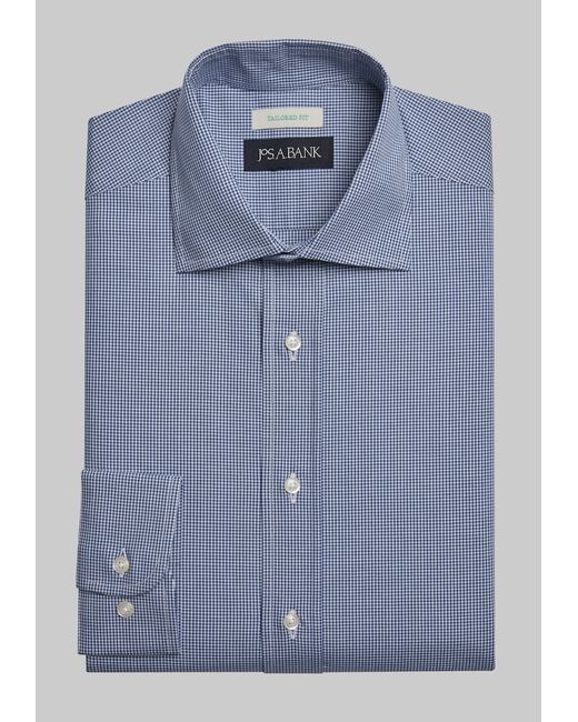 JoS. A. Bank Tailored Fit Spread Collar Mini Gingham Dress Shirt 17 32/33