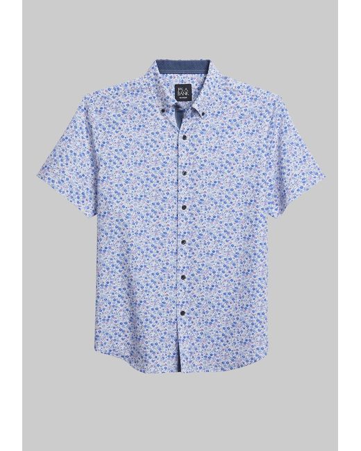 JoS. A. Bank Traveler Collection Tailored Fit 4-Way Stretch Floral Print Short Sleeve Casual Shirt X Large