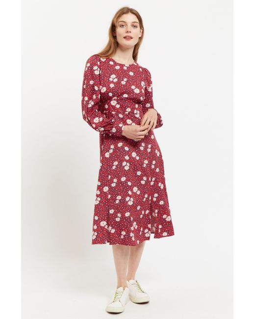Louche Liv Roaring Daisy Print Long Sleeve Midi Dress