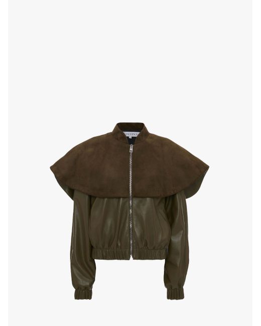 J.W.Anderson Leather Bomber Jacket With Oversized Collar
