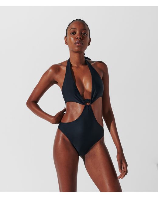 Karl Lagerfeld Karl Dna Cut-out Halter Swimsuit