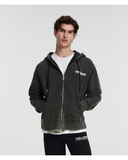 Karl Lagerfeld Rue St-guillaume Washed Zip-up Hoodie Man