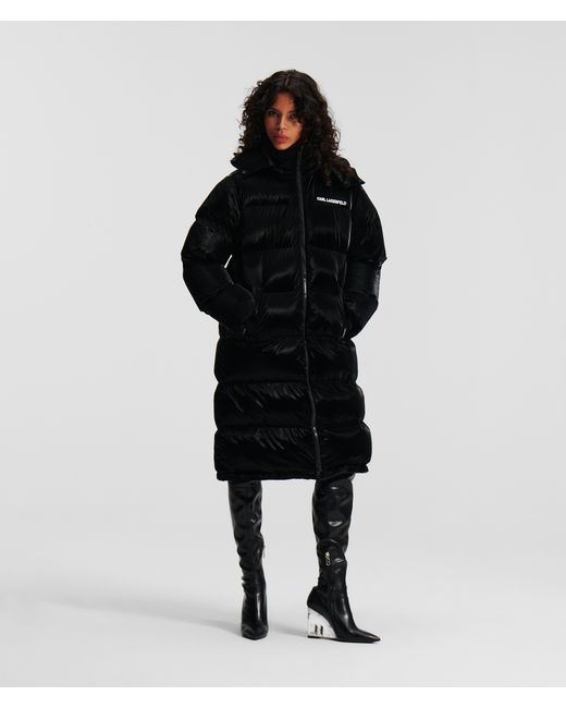 Karl Lagerfeld Longline Hooded Puffer Coat XS