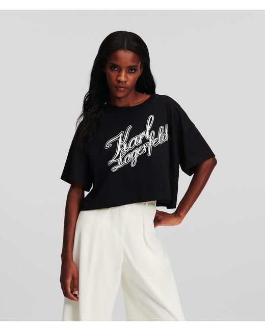 Karl Lagerfeld Varsity Cropped T-shirt