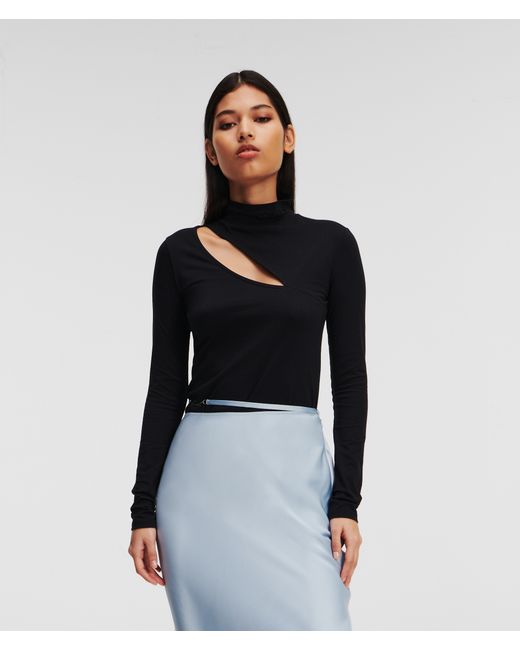 Karl Lagerfeld Cut-out Mock-neck Top