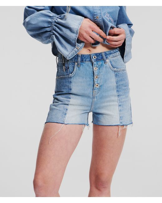 Karl Lagerfeld Klj High-waisted Block Denim Shorts
