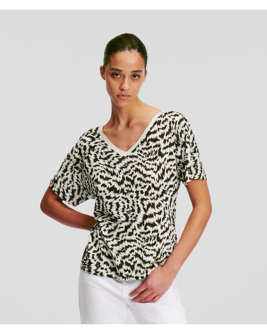 Karl Lagerfeld Zebra-print V-neck Top