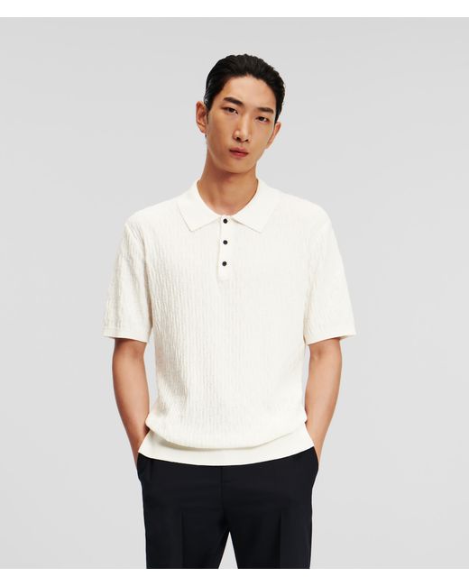 Karl Lagerfeld Kl Monogram Knitted Polo Shirt Man