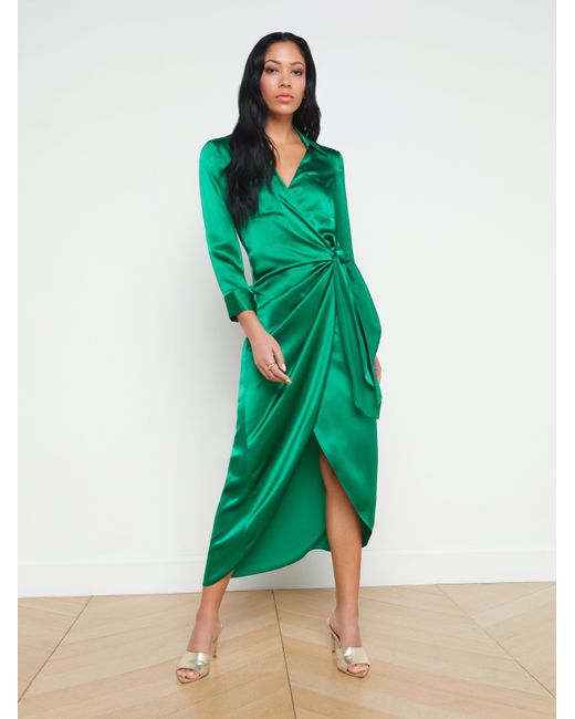 L'agence Kadi Silk Wrap Dress