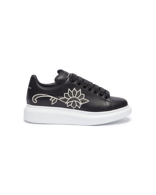 Alexander McQueen Larry chunky outsole perforated floral leather sneakers