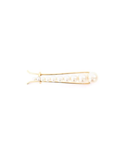 Sophie Bille Brahe Croissant Grace freshwater pearl 10k yellow gold hair piece