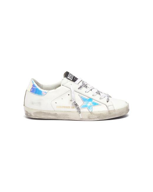 Golden Goose Superstar iridescent patch logo lace sneakers