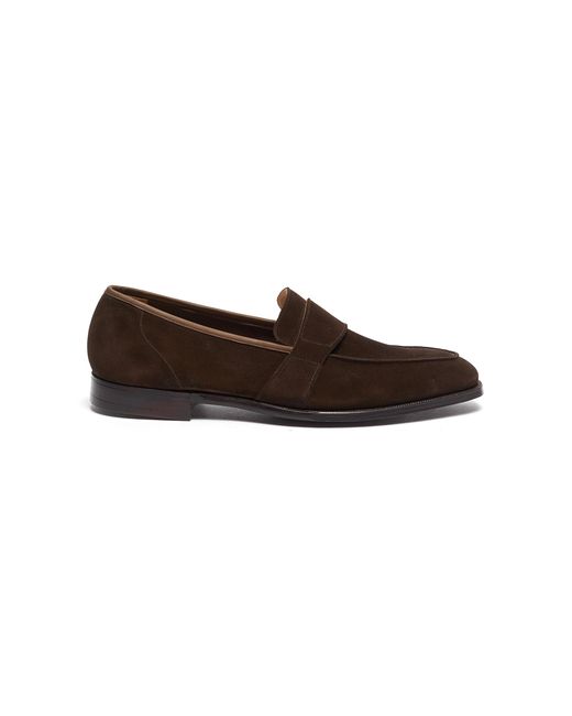 George Cleverley Owen Wide Strap Suede Penny Loafers
