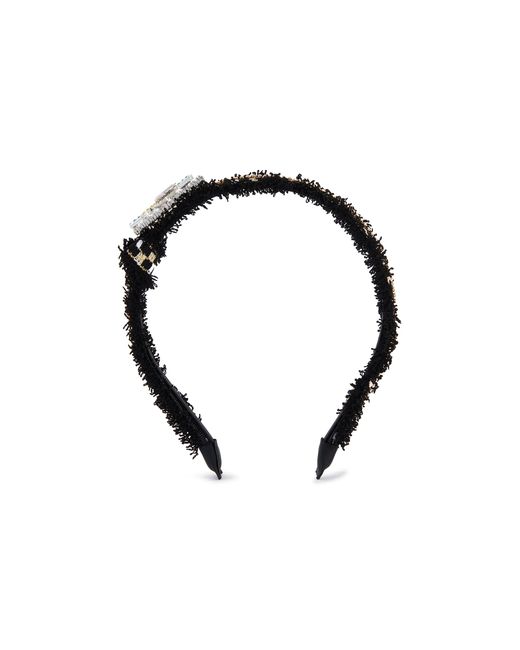 Venna Crystal Embellished Love Motif Lace Headband