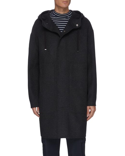 Theory DUTTON DF COOL Hooded Cashmere Wool Blend Long Coat