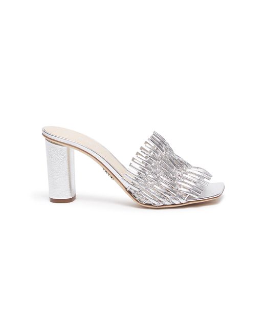 Rodo Mesh detail woven leather heeled mules