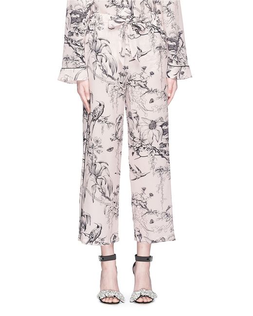 Alexander McQueen Botanical print cropped silk pyjama pants