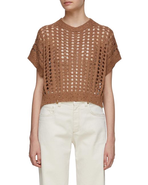 Brunello Cucinelli Sequined Open Knit Top