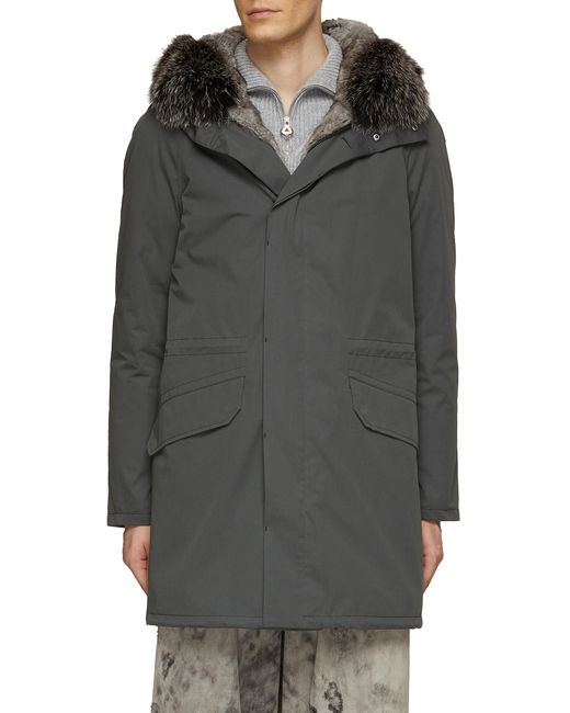 Yves Salomon Down Padded Parka Jacket With Removable Fur Trim Lining