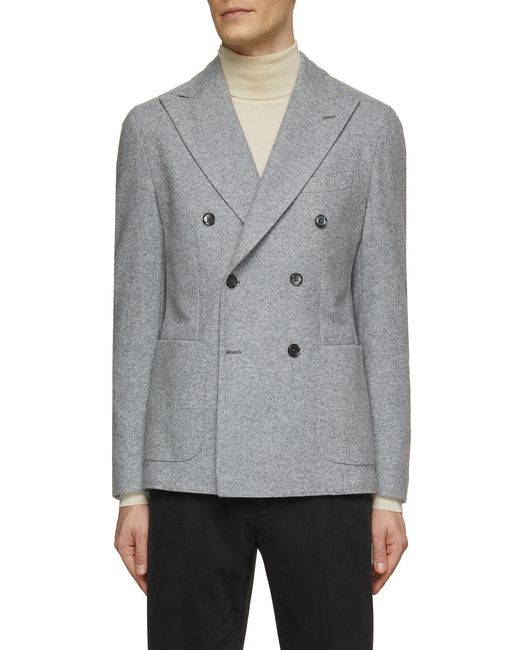 Equil Wool Blend Peak Lapel Double Breasted Blazer