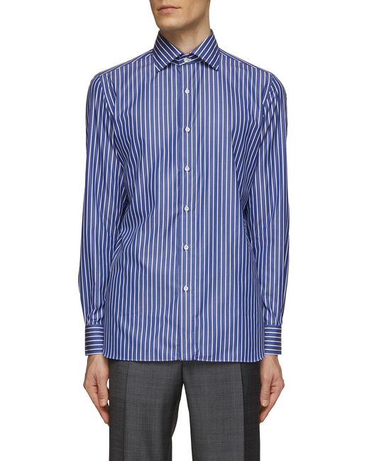 Luigi Borrelli Napoli Spread Collar Striped Cotton Shirt