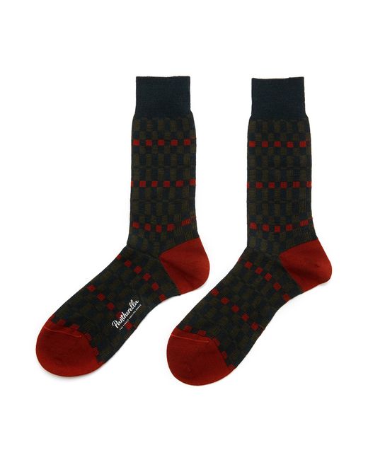 Pantherella Wetton Abstract Check Long Ankle Socks