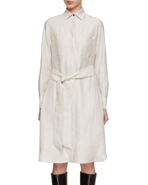 Kiton Belted Linen Shirt Dress