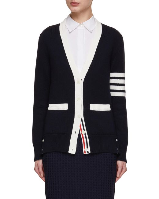 Thom Browne Hector Intarsia 4 Bar Knitted Cardigan