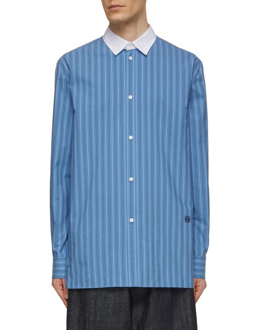 Loewe Contrast Collar Striped Cotton Shirt