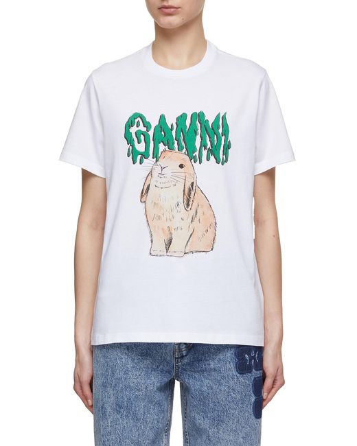 Ganni Bunny Print Relaxed T-Shirt