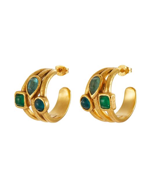 Goossens 24k Gold Plated Cabochons Ring Earrings