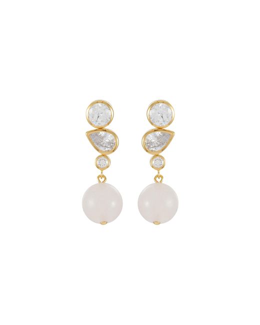 Completedworks Cubic Zirconia Rose Quartz 18ct Gold Plated Vermeil Earrings