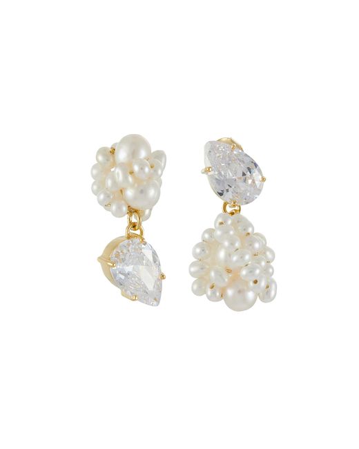 Completedworks Freshwater Pearl Cubic Zirconia 14ct Gold Plated Vermeil Earrings