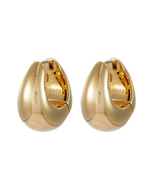 Numbering 14k Gold Plated Sterling Hoop Earrings