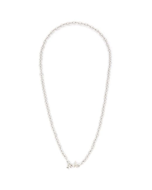 Numbering Rhodium Plated Star Clasp Oval Chain Long Necklace