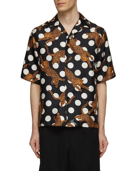 Amiri Leopard Polka Dots Silk Bowling Shirt