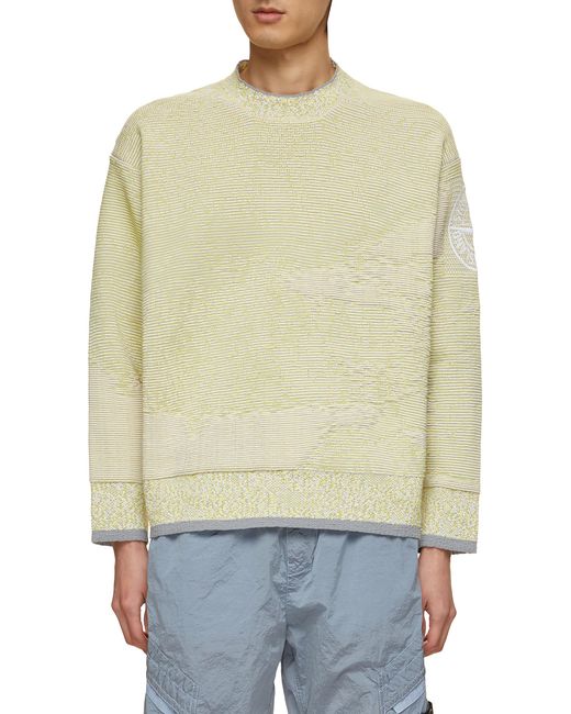 Stone Island Logo Embroidered Jacquard Knitted Sweater