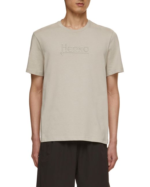 Herno Logo Embroidered Cotton T-Shirt