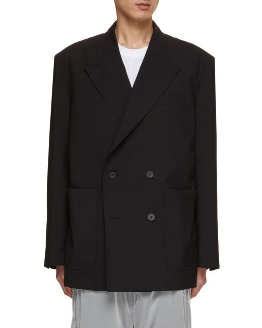 Wooyoungmi Logo Pin Double Breasted Wool Blazer