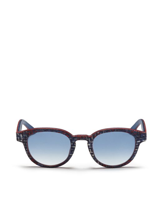 Isaia Fabric effect painted wood round sunglasses