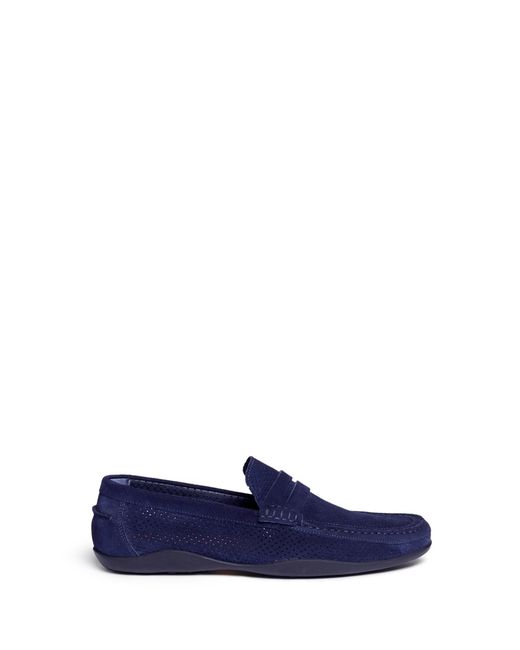 Harrys Of London Basel 3 perforated suede driver moccasins