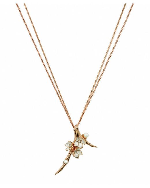 Shaun Leane Plated Vermeil Silver Diamond and Pearl Cherry Blossom Branch