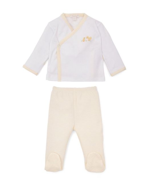Kissy Kissy Duckies Hand-Embroidered Footed Pant Set 0-6 Months