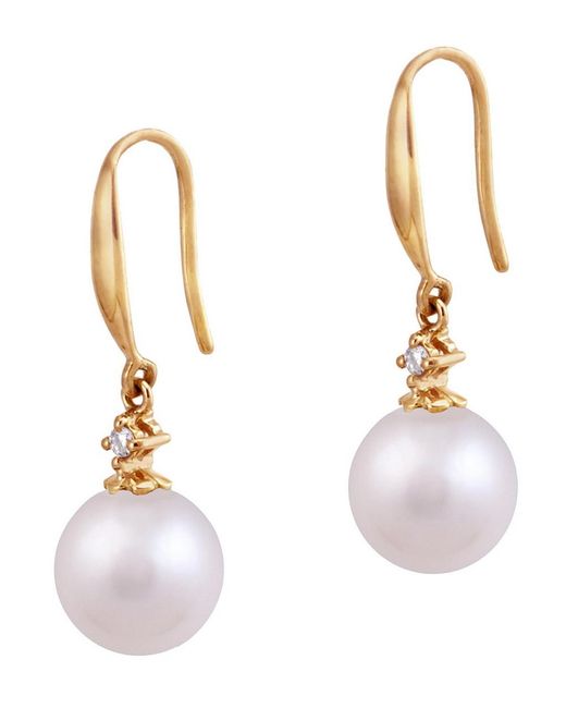 Kojis Pearl and Diamond Drop Earrings