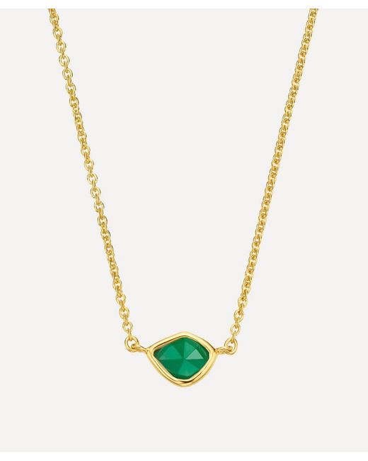 Monica Vinader Plated Vermeil Silver Siren Green Onyx Mini Nugget Pendant Necklace