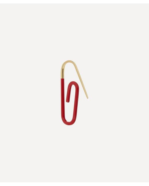 Hillier Bartley Gold Plated Vermeil Silver The Enamel Paperclip Earring