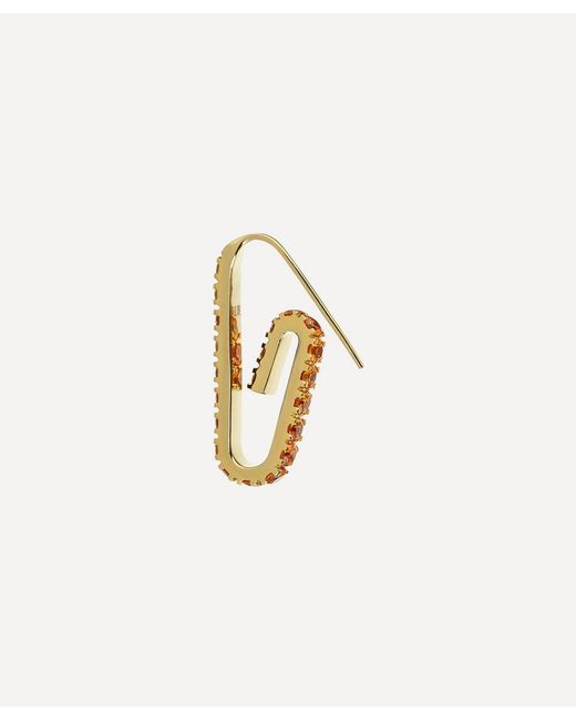 Hillier Bartley Gold Plated Vermeil Silver The Jumbo Pave Crystal Paperclip Earring