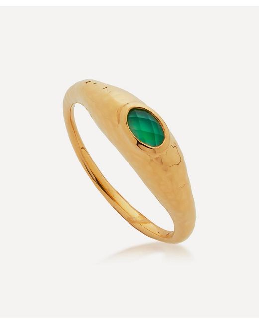 Monica Vinader Plated Vermeil Silver Deia Green Onyx Ring